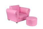 Kids Pink Couch Sofa Chair w/ Footstool in PU Leather V196-KS541P_K