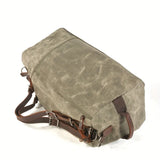 Retro Waxed Canvas Travel Bag, Large Capacity, Waterproof & Wear-Resistant, Crazy Horse Leather V1232-YLFBDJB-001