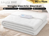 Laura Hill Single Electric Heated Underlay Blanket Fleecy Fabric with Timer BKT-FLC-CRM-SN