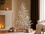 Shiny Metallic Mini Christmas Tree, Slim Pencil Artificial Tabletop Tree, Customizable Branches, V1192-AZ-W-24648