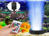 Aquarium Bubble Light LED Fish Tank Bubbler Light, Remote Controlled Aquariums Air Stone Disk Lamp V1107-134-95706