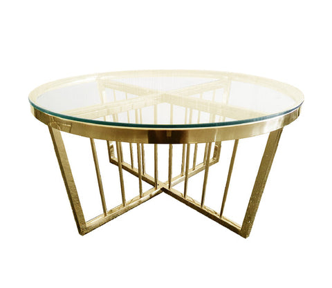 Salina Coffee Table 80cm Gold Base -Clear Glass V292-CT-SER-80-GOLDBASE-CLEARGLASS