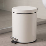 5L Round Lidded Trash Can Foot Pedal Garbage Bin for Kitchen Bathroom Hotel-White V1161-100815
