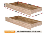 Artiss 2pcs Under Bed Storage with Wheels Rolling Wooden Drawers King Single & Queen WBED-F-DRAW-OAT-KSQ-WD-X2