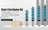 Double Bearing Spiral Flush Trim Router Bit 1/2" Shank - Solid Carbide Blade with Teflon Coating, V1107-145-50122-BLU1