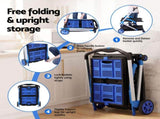 Artiss Shopping Trolley with Wheels 2 Layer w/2 Crates Foldable Trolley Blue SHOPC-JY-2B-BKBL