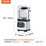 VEVOR Professional Blender with Shield, Commercial Countertop Blenders, 2L Jar Blender Combo, V952-TSSBJ20L1600WCAX2V3