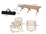 Levede Folding Camping Table Chair Set Oak OD1049