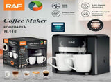 Dual-Cup Drip Coffee Maker with Ceramic Mugs, Compact 420ml Capacity, 650W Fast Brewing for V1341-ZY-Y9X5YY3N-BLACK