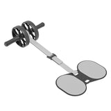 Grey Assisted Rebound Ab Roller with Foldable Knee Pad - Dual Wheel Core Trainer for Home Gym V888-ELOSUNG36476