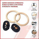 202mm Wooden Gymnastic Rings Olympic Gym Strength Training & Fitness V63-822591