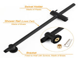 Matt Black 10" Shower Rain Head Handheld Silde Wall Arm Rail Dual Bath Set V1233-C4902B22PHR002M4CBKSR110B