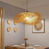 E27 Bamboo Rattan Pendant Light Vintage Adjustable Woven Chandelier for Dining Office Cafe, 40cm V1237-ZY-522-0025
