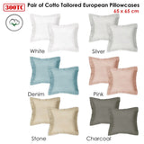 Algodon Pair of 300TC Cotton European Pillowcases Charcoal V442-INT-PILLOWC-300TCPAIR-CHARCOAL-EU