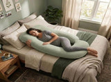 CARLA HOME U Shape Pregnancy Pillow Full Body Support - Green - Polyester - Full Body Pillow V178-36503