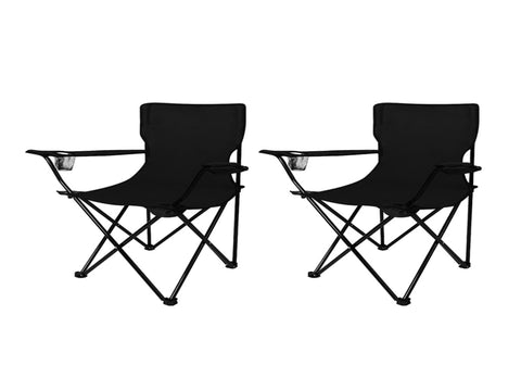 Levede 2Pcs Camping Chairs Folding Arm Black OD1012-BKX2_NZ