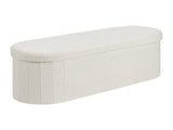 Oval Storage Ottoman Bench, Foldable Teddy Fleece End of Bed Bench, Folding Upholstered Bed Ottoman V952-BYWSZYKZDK40BI0GO001V0