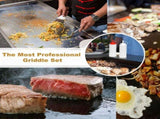 8pcs Professional Accessories Kit - Heavy Duty Stainless Steel Grill Spatula Set for Grill V1188-MS-825-003