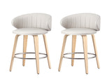 2x Artiss Bar Stools Dining Chairs Contoured Leather Wood Stool BA-TW-8186-BGX2