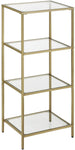 VASAGLE Storage Shelf 4-Tier Tempered Glass Gold V227-9101101023061