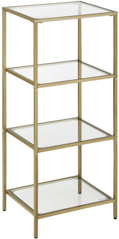 VASAGLE Storage Shelf 4-Tier Tempered Glass Gold V227-9101101023061