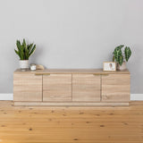 BUCHAREST TV UNIT- NATURAL OAK - FLUTED - PULL BRASS V164-ECS12SF03G