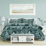 Ardor Indra Teal Palm Leaf Printed Quilt Cover Set Queen V442-INT-QUILTCS-INDRAPRINTED-TEAL-QS
