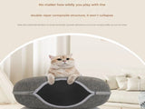 Pink Felt Donut Cat Bed with Zipper Tunnel Toy, Double-Layer Pet Cave for Cats, M Size , V888-ELOSUNG48638
