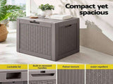 Gardeon Outdoor Storage Box 118L Container Lockable Garden Toy Tool Rattan-Texture Brown OSB-RAT-118L-BR