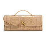 Apricot Elegant PU Leather Clutch Bag with Snake Print Design - Multi-color Options V888-ELOSUNG15630