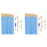 2 Set 20 Feet Fiberglass Fish Tape Cable Rods,Electrical Wire Running PushPull Kit with Hook and V1366-AZ2-W-21909