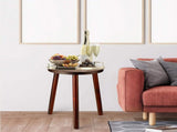 2Pcs Small Side Table Round End Table Wood Plant Stand Super Thick 3-Legs Stool V767-ZJJ461-G1