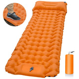 Orange Portable Outdoor Inflatable Mat - Foot-Operated Camping Sleeping Pad V888-ELOSUNG18327