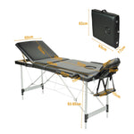 YES4HOMES Black 3 Fold Portable Aluminium Massage Table Massage Bed Beauty Therapy V278-3FOLD-ALUM-MTA03-BK