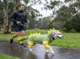 Green Dog Raincoat Dinosaur Hooded Waterproof Jacket 6XL Size with Leash Hole Removable Tail Cover V888-ELOSUNG54353