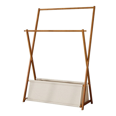 100x155cm Dark Wood Clothes Rail Garment Rack with Freestanding Storage Shelf V63-840741