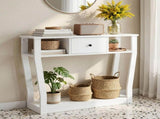 Artiss Console Table Entryway Hallway Sofa Side Table Drawer Shelf 100CM White FUR-S-CST-03-WH