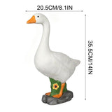 Goose-Shaped Outdoor Garden Ornament, Courtyard Decoration Sculptures with Replaceable Cowboy Hats V1192-AZ-W-24289