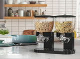 Double Cereal Dispenser, Total 2L Dual Dry Food Storage Containers with Portion Control Tap, V1192-AZ-W-26413
