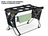 Foldable Pet Grooming Table with Stainless Steel Frame and Breathable Mesh Surface for Bathing Nail V1341-ZY-C8G8YZX4-4HOLEBLUELARGE