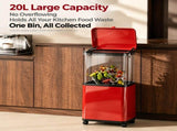 Hydraulic Lift Trash Bin with Adjustable Height 4670cm 20L Capacity & 360&deg Wheels, Space-Saving V1107-CS-YISEE40