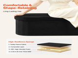 Oval Storage Ottoman Bench, Foldable Teddy Fleece End of Bed Bench, Folding Upholstered Bed Ottoman V952-BYWSZYKZDK406PEG4001V0