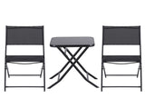 Gardeon Outdoor Bistro Set Folding Table and Chairs Patio Furniture Garden Steel Black ODF-BISTRO-FDTEX-BK