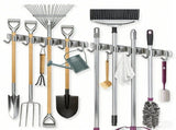 2 Pack Wall Mounted Broom And Mop Holder Set, Stainless Steel Organizer Rack With 4 Shelves And 5 V1237-ZY-807-172