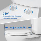 Premium Elongated Toilet Seat with Bidet T Adapter, Metal T Valve for Bidet V1258-DP02-C-836
