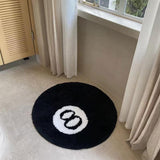 Black, Billiard Ball Mat, 8-Ball Soft & Fluffy Black Bedroom Decoration, Black Circle V1188-JAR60-03865-2
