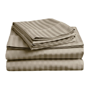 soft stripe microfibre sheet set king taupe V517-MFSP-KTA