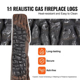 VEVOR 10 Pcs Gas Fireplaces, Large Ceramics for Fireplace Decorative, Heat-Resistant Wood V952-TCXWYM10YM00A45M1V0