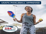 Pickleball Paddle Set with 4 Balls Fiberglass Surface, Lightweight Grip Indoor & Outdoor Play V1107-CS-PKQPTZ