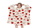 Apple Pattern Oversized Wearable Blanket Hoodie - Ultra Soft & Cozy Snuggle Pullover for Adults V888-ELOSUNG33510